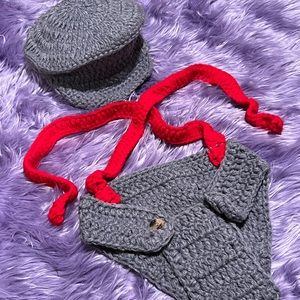 Newborn Hat & Suspender Knitted Photography Prop